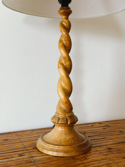 EARLY 20 C. BIRCH WOOD TWIST LAMP, French