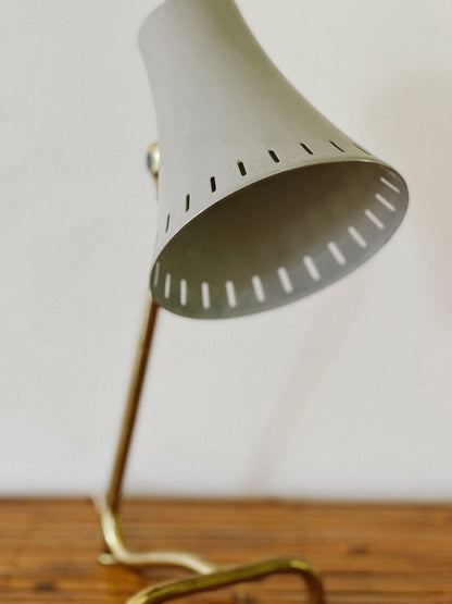 1950s BORENS GRAY METAL & BRASS TABLE LAMP, Sweden