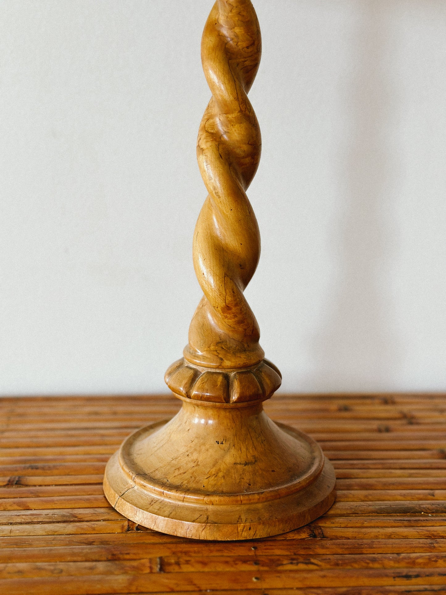 EARLY 20 C. BIRCH WOOD TWIST LAMP, French