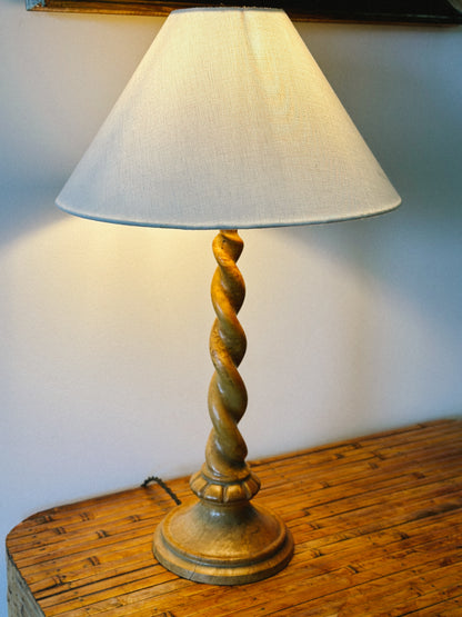 EARLY 20 C. BIRCH WOOD TWIST LAMP, French