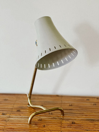 1950s BORENS GRAY METAL & BRASS TABLE LAMP, Sweden