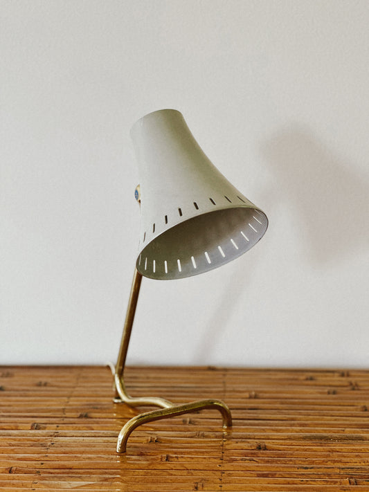 1950s BORENS GRAY METAL & BRASS TABLE LAMP, Sweden