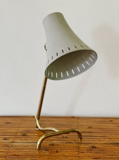 1950s BORENS GRAY METAL & BRASS TABLE LAMP, Sweden