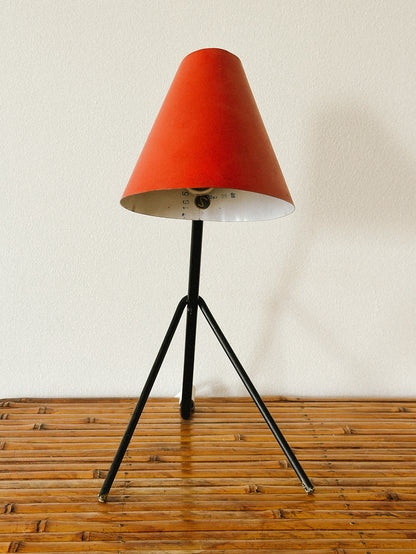 AJH 1950s RED MODERNIST TABLE LAMP, Sweden