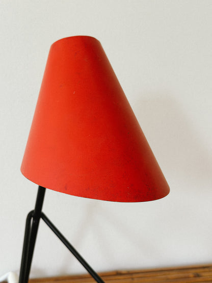 AJH 1950s RED MODERNIST TABLE LAMP, Sweden