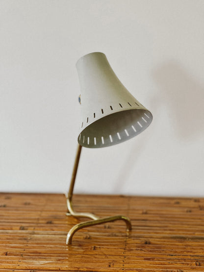 1950s BORENS GRAY METAL & BRASS TABLE LAMP, Sweden