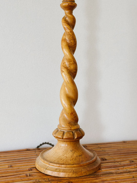 EARLY 20 C. BIRCH WOOD TWIST LAMP, French