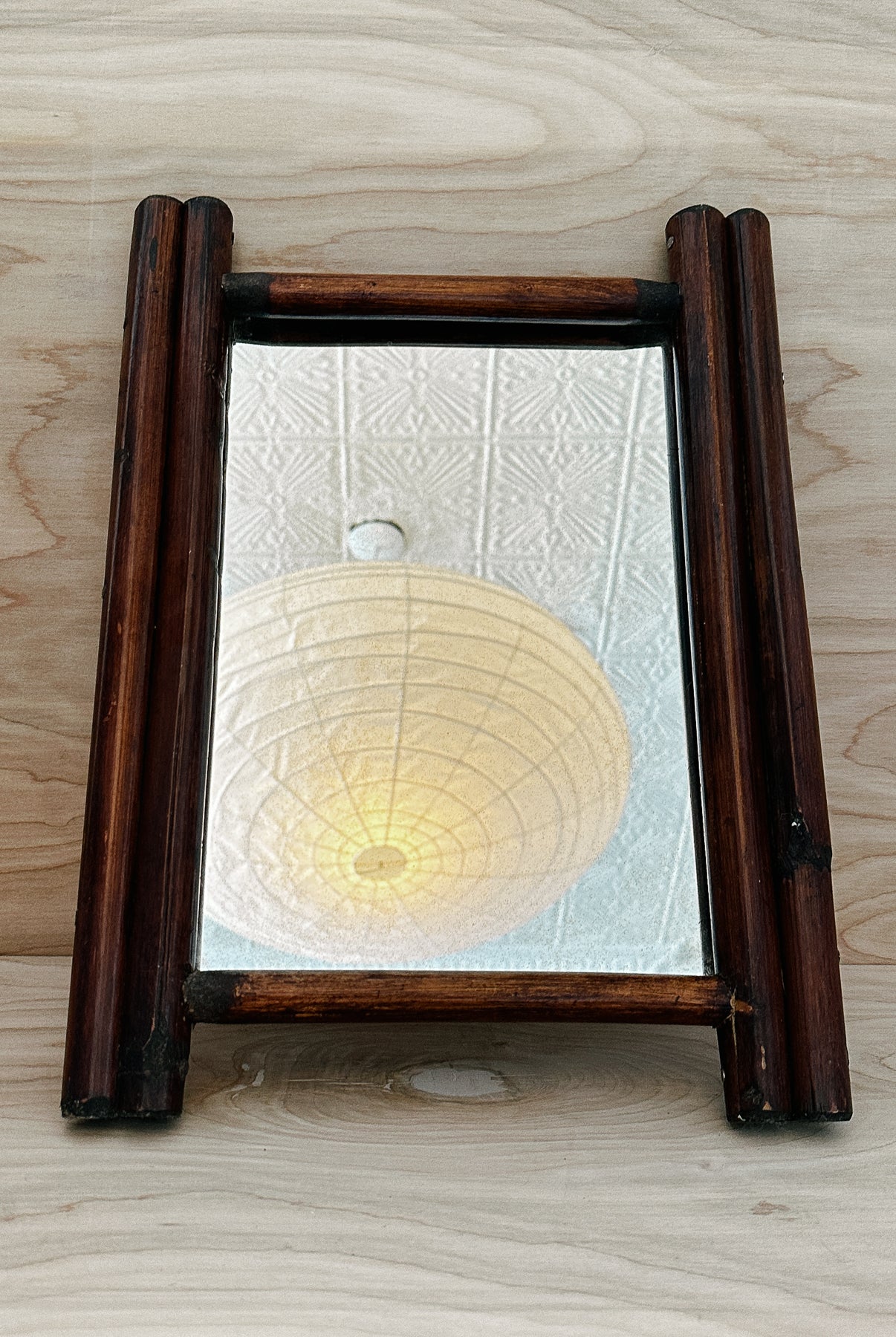 FRENCH BAMBOO MIRROR, C. 1960