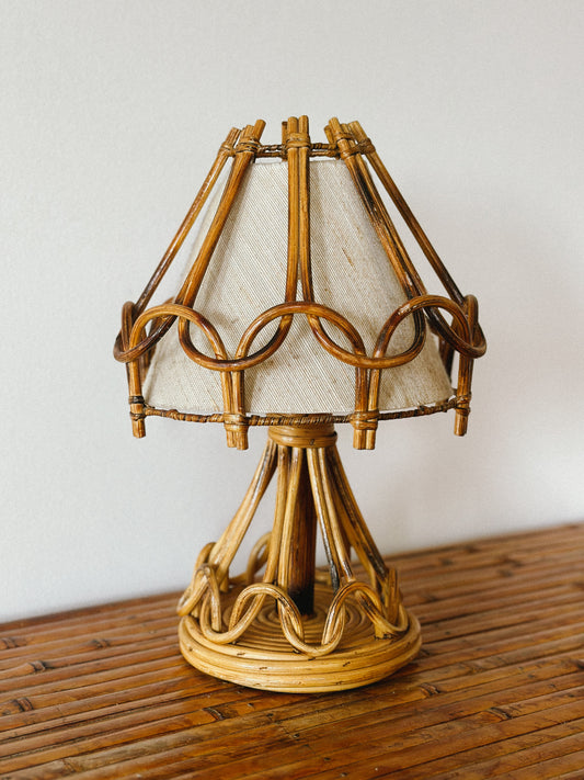 1950s RATTAN LAMP, French