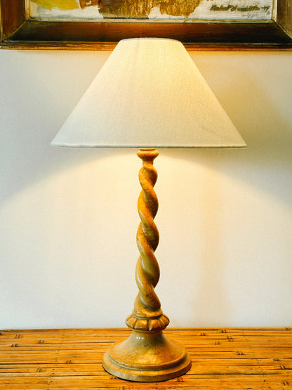 EARLY 20 C. BIRCH WOOD TWIST LAMP, French