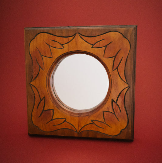 FRENCH WOODEN CARVED MIRROR C. 1980