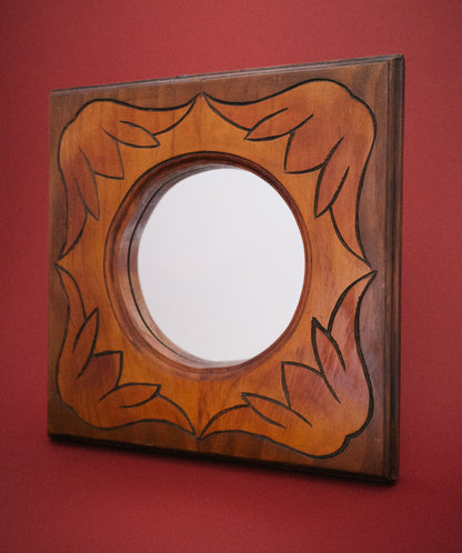 FRENCH WOODEN CARVED MIRROR C. 1980