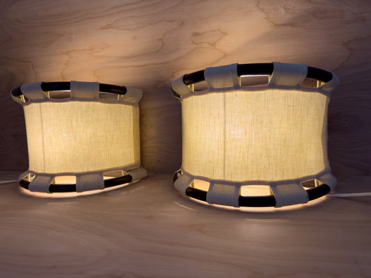 ANNA EHRNER FOR ATELJÉ LYKTAN, LINEN AND BAMBOO WALL SCONCES, PAIR C. 1970