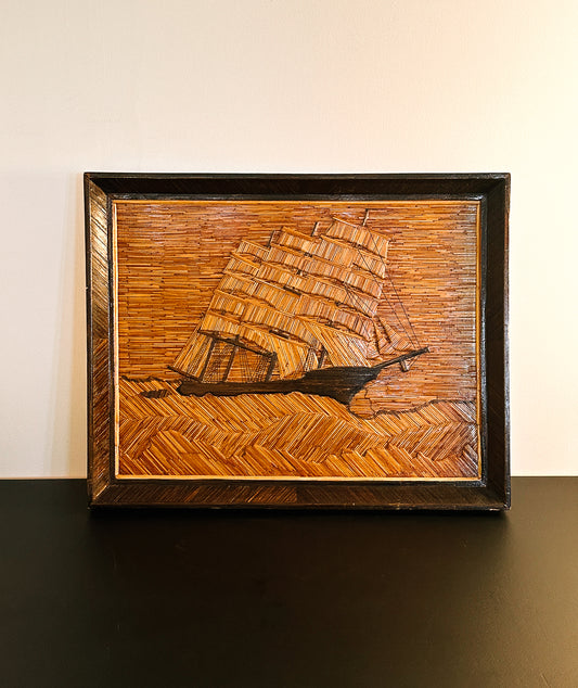 SWEDISH WOODEN SHIP FOLK ART C. 1940