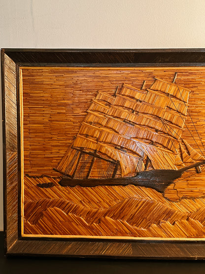 SWEDISH WOODEN SHIP FOLK ART C. 1940